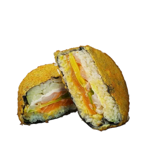 Суши-бургер с креветкой и лососем